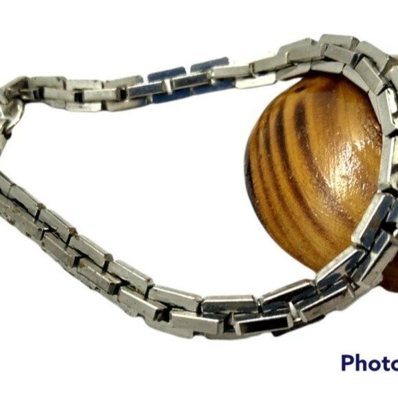 Masculine manly silver techno bracelet